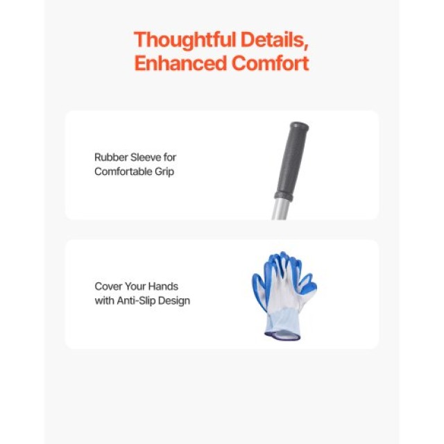 VEVOR Ράβδος Εξομάλυνσης Γκαζόν 17x10in με Ρυθμιζόμενη Λαβή 63.4in ...