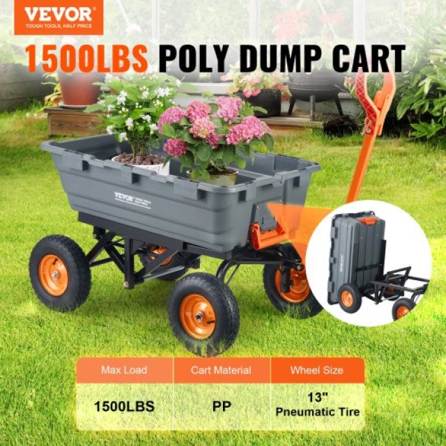VEVOR Πολύ Καρότσι Κήπου Βαρέως Τύπου 1500 lbs 13 Ελαστικά  SLZXTC1500B0FP7ZKV0