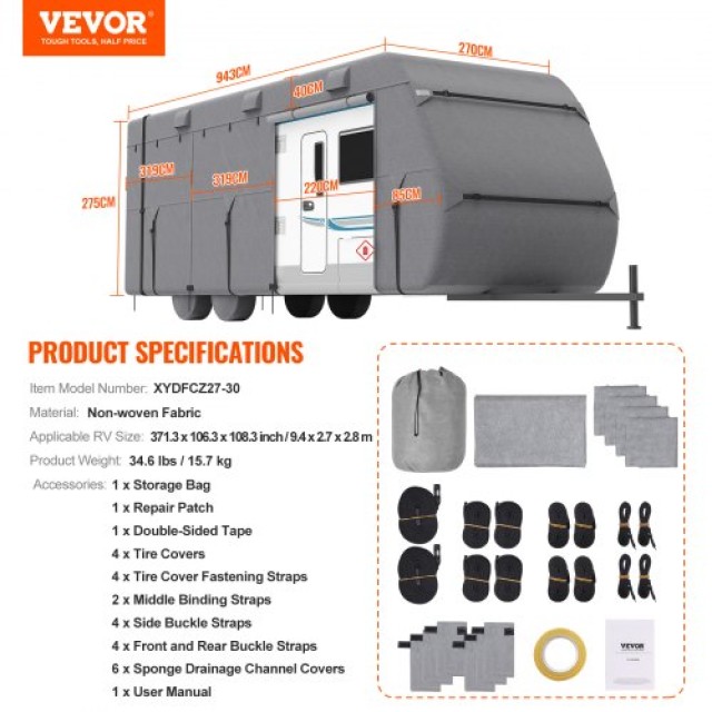 VEVOR  Κάλυμμα Τροχόσπιτου 27-30 ft Class A, Μη Υφασμένο Υλικό  TCS...