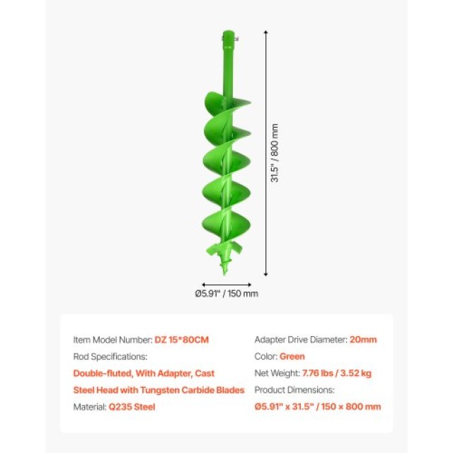 VEVOR Σπείρα Γεωτρύπανο Καρφιών 5.91 x 31.5 ιντσών για Φύτευση LXZZ...