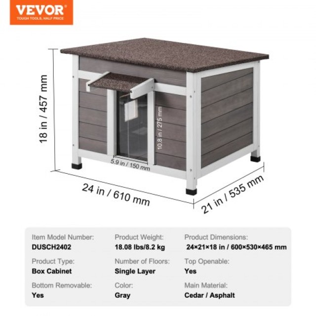 VEVOR Ξύλινο Σπίτι για  Γάτες με Στέγη, Πόρτες με Πτερύγια & Παράθυ...
