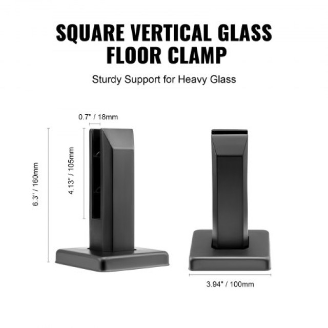 Τετράγωνες Βάσεις Γυαλιού VEVOR (4 τεμ) για 0.31-0.47, Μαύρο  BLLGJ...