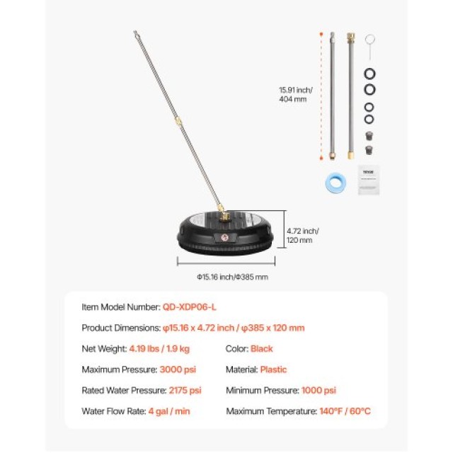 VEVOR Καθαριστής Επιφανειών Πλυστικού 3000 PSI 15 με 2 Ράβδους GYQXJBMQJQYPSIZVYV0