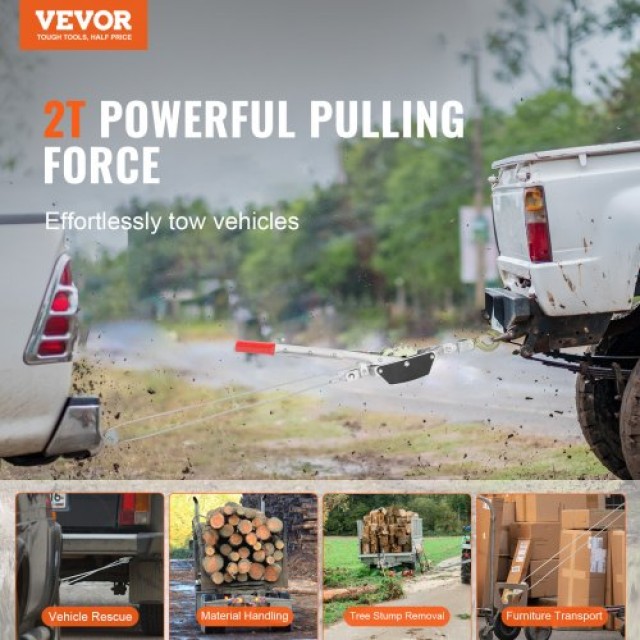 VEVOR Βαρούλκο Χειρός 2 Τόνων 4409 lbs με 2 Γάντζους Heavy Duty GSS...