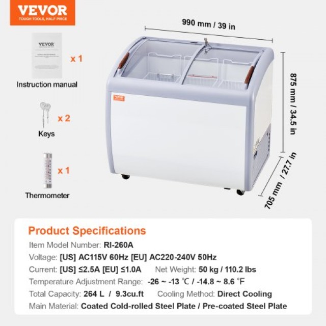 Επαγγελματική Βιτρίνα Παγωτού 264L VEVOR  LDSBQLZSJ93CSU2U6V2