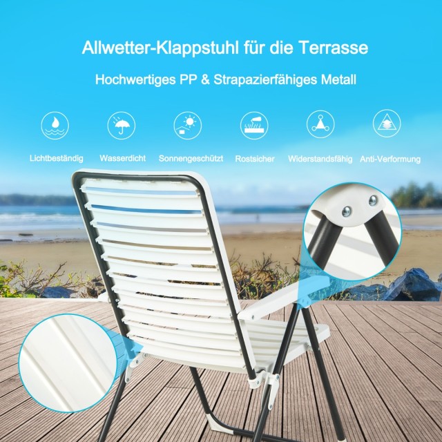 Costway  Πτυσσόμενη Ξαπλώστρα Εξωτερικού Χώρου με 7 Θέσεις Ρύθμισης 114 x 61,5 x 68 cm Λευκό NP10924WH-1