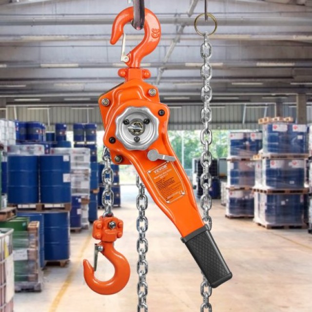 VEVOR Χειροκίνητος Αλυσοτροχός 3/4 Τόνου, 1650 lbs, 5 FT, G80 Χάλυβας, Διπλό Φρένο, 360° Γάντζος  CGSBHLH34T5FT94JLV0