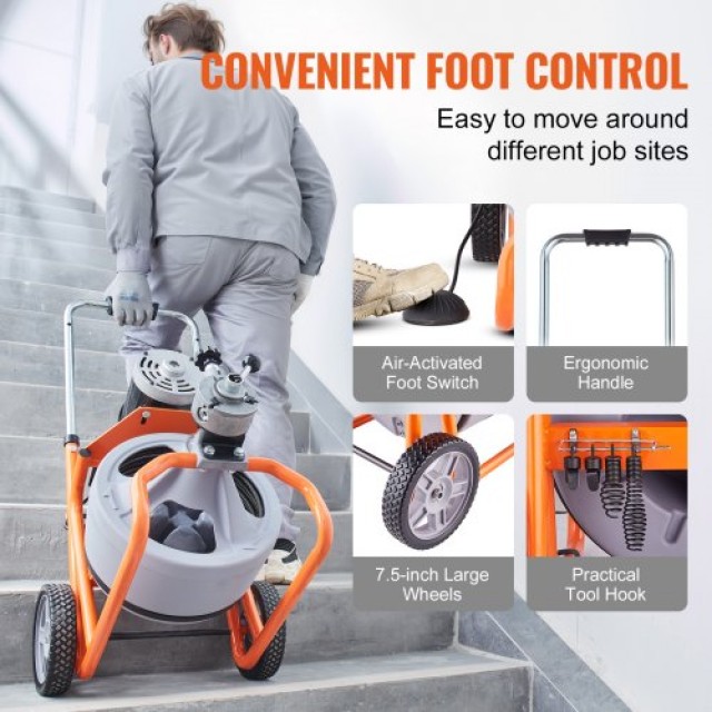 VEVOR Μηχανή Καθαρισμού Αποχέτευσης 30m x 9.5mm με Αυτόματη Τροφοδο... VEVOR Μηχανή Καθαρισμού Αποχέτευσης 30m x 9.5mm με Αυτόματη Τροφοδο...