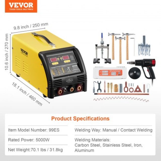 VEVOR  Επαγγελματικός Συγκολλητής Dual Pro 5KW για Χάλυβα & Αλουμίνιο LZHJFTSZDSD1DIN4DV2