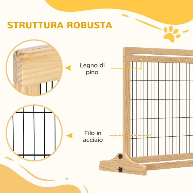 PawHut Extendable Indoor Wooden Dog Gate, 104-183x36x69cm, Χρώμα ξύλου D06-119ND