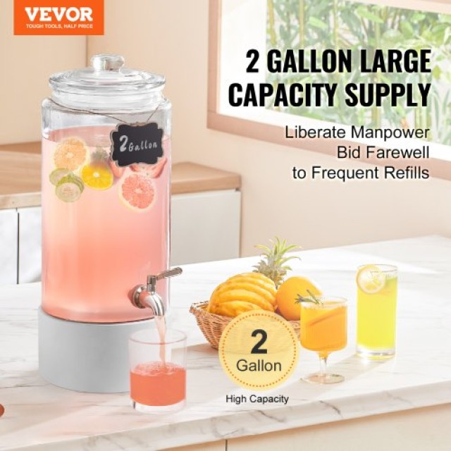 Διανομέας Ποτών VEVOR 7.5L, Γυάλινος με Ανοξείδωτη Βρύση  YLFPQBLFPQWD0RA6IV0