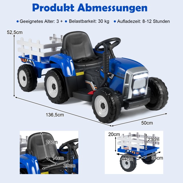 Costway Παιδικός Τρακτέρ με Αποσπώμενο Τρέιλερ 136,5 x 50 x 52,5 εκ... Costway Παιδικός Τρακτέρ με Αποσπώμενο Τρέιλερ 136,5 x 50 x 52,5 εκ...