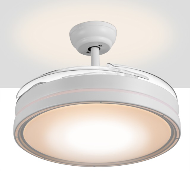 BAKAJI  Ανεμιστήρας Οροφής με 4 Αναδιπλούμενα Πτερύγια, Φωτιστικό L...