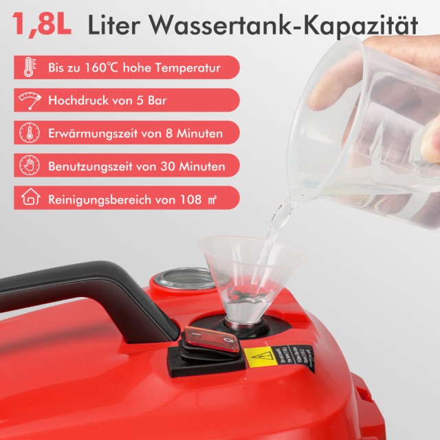 Costway Φορητό Ατμοκαθαριστής 2000W με 15 αξεσουάρ, Πολυλειτουργικό...