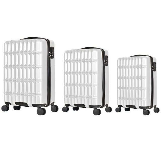 PROVITERA  Σετ 3 Σκληρές Βαλίτσες Νορβηγία Ρόδες Easy Roll Τρόλεϊ Αποσκευές Ταξιδιού Λευκό 02841846