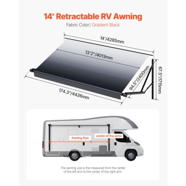 VEVOR Ηλεκτρική Τέντα 14 για DC12V RVs DDKSSSFCZYP12SRQPV9