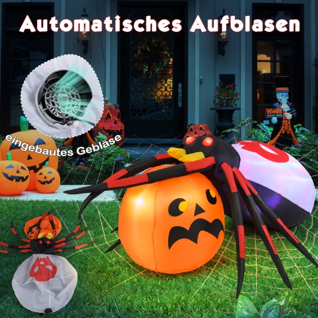 Costway  Φουσκωτή Αράχνη σε Κολοκύθα με LED Φώτα για το Halloween CM24948DE