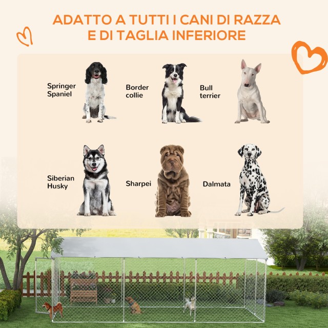 PawHut Outdoor Dog Kennel με αδιάβροχη οροφή από ύφασμα και ατσάλι ...
