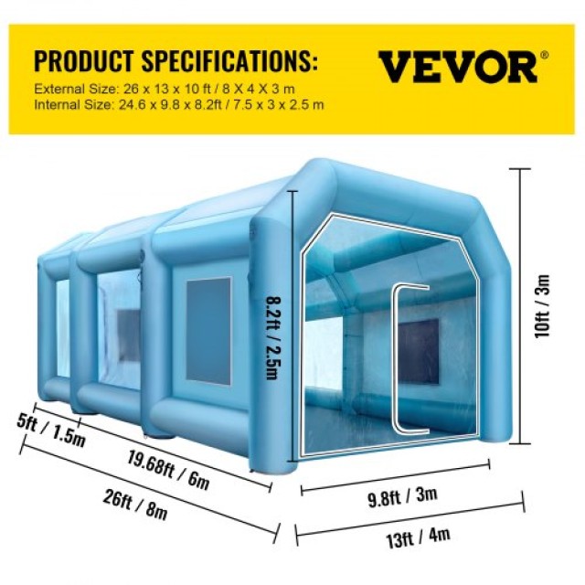 VEVOR  Φουσκωτή Καμπίνα Βαφής Αυτοκινήτων 26x13x10Ft CQSPQFHSKC843GFZGV2