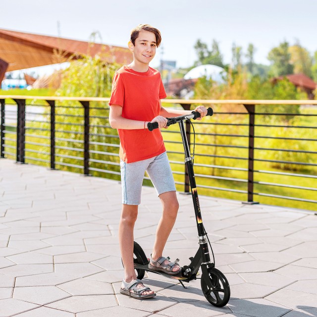 HOMCOM Scooter για παιδιά 7-14 ετών με τιμόνι ρυθμιζόμενο σε 3 ύψη, 86x35x93/98/103 cm, μαύρο 371-046V01BK