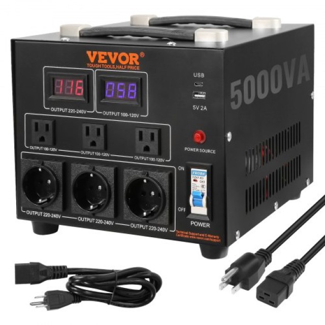 Μετασχηματιστής Τάσης VEVOR 5000W, Βαρέως Τύπου, CE Πιστοποιημένος ...