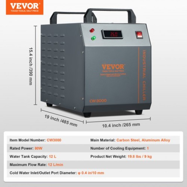 VEVOR Βιομηχανικός Ψύκτης Νερού CW-3000 για Λέιζερ  GYLSJFLS12L19G97PV2