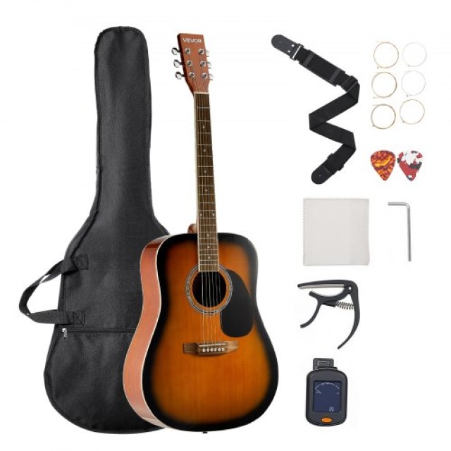 VEVOR Δέσμη Αρχαρίων Ακουστικής Κιθάρας Dreadnought 41 Sunburst με ...
