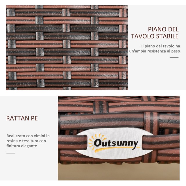 Τραπεζάκι Σαλονιού Outsunny σε Συνθετικό Ράταν για Εξωτερικό, Κήπο, Αδιάβροχη Καφέ Βεράντα 90x50x35cm 867-084