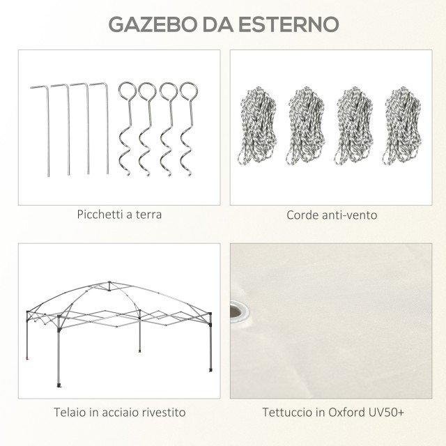 Outsunny Garden Gazebo με κουνουπιέρα και τροχήλατη τσάντα μεταφοράς, 300x300x270 cm, κρέμα 84C-413V00CW