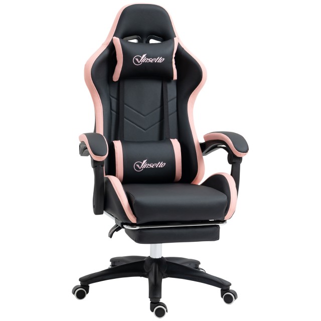 Καρέκλα παιχνιδιών Vinsetto Pink and Black με ρυθμιζόμενο ύψος και ανακλινόμενη πλάτη, 65x65x121-129 cm 921-618V00BK