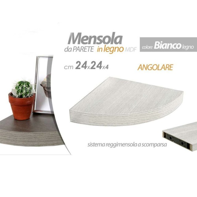BAKAJI  Γωνιακό Ράφι Τοίχου από Ξύλο MDF Λευκό 24x4cm  02835184
