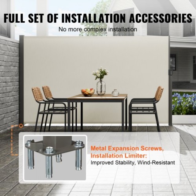 VEVOR Αναδιπλούμενη Πλευρική Τέντα 79x 118, Μπεζ  KSSCP200X3001SM6GV0