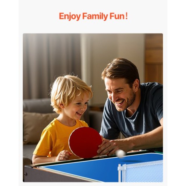 VEVOR Τραπέζι Παιχνιδιών 4-σε-1 122cm: Air Hockey, Ποδοσφαιράκι, Πινγκ Πονγκ, Μπιλιάρδο SDJFKQQGQZ48H9FNMV0