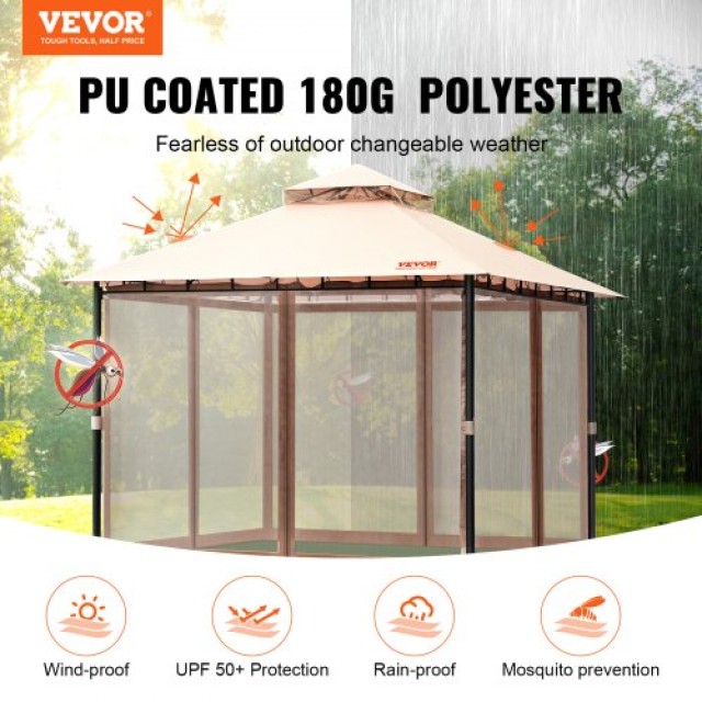 VEVOR Κιόσκι Πάτιο 10x10 FT με Κουνουπιέρα και Μεταλλικό Σκελετό για 6-8 Άτομα  TYLTZZ10X10FTV427V0