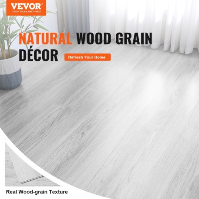 Πλακάκια Βινυλίου VEVOR 1220x185mm, 10τμχ, 5.5mm, Ανοιχτό Γκρι Ξύλο  LSYXJDD55MMQB569MV0