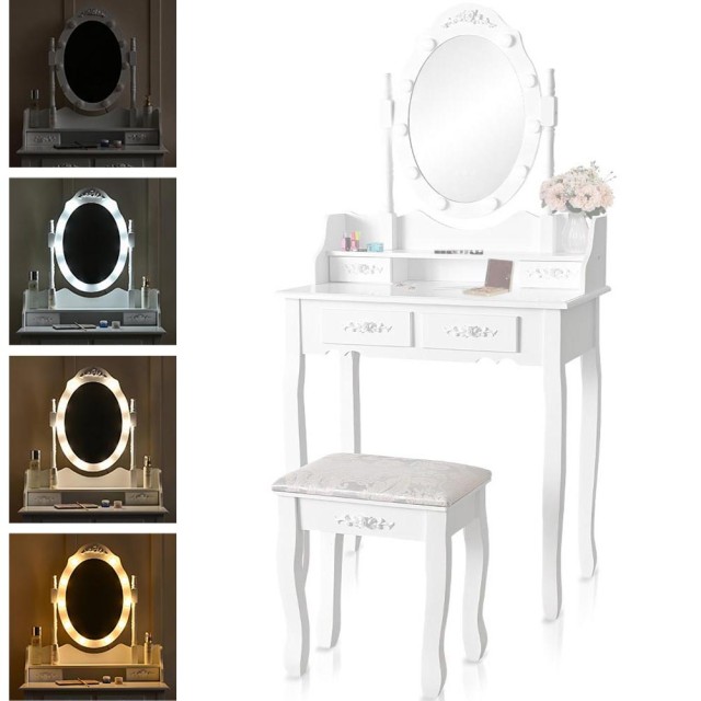 Shally Dogan  Τουαλέτα Trucco Elena με Καθρέφτη και Σκαμπό Φώτα Led...