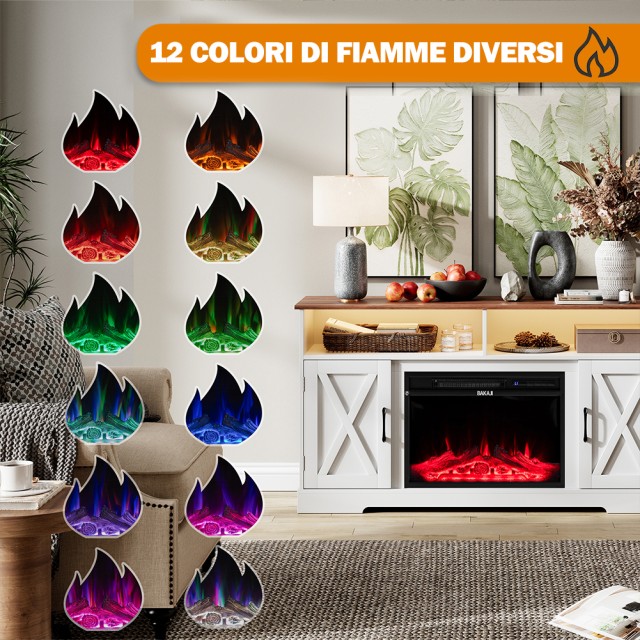 BAKAJI Έπιπλο TV με Ενσωματωμένο Τζάκι με Ρεαλιστικό Εφέ Φλόγας 138...