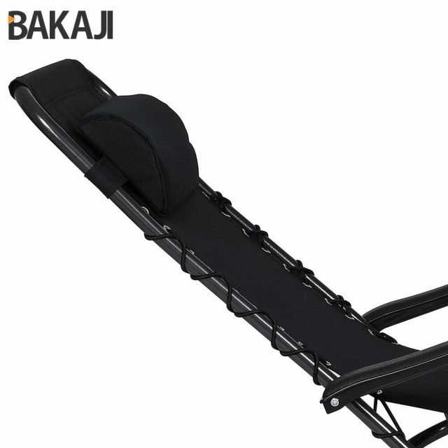 BAKAJI  Καρέκλα Κήπου Πολυθρόνα Χαλάρωσης Πτυσσόμενη Μηδενικής Βαρύτητας Ατσάλι Οξφόρδη Μαύρο  02830488