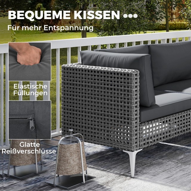 Costway  Ρατάν Εξωτερική Γκαρνιτούρα Lounge με Τραπέζι και Μαξιλάρι...