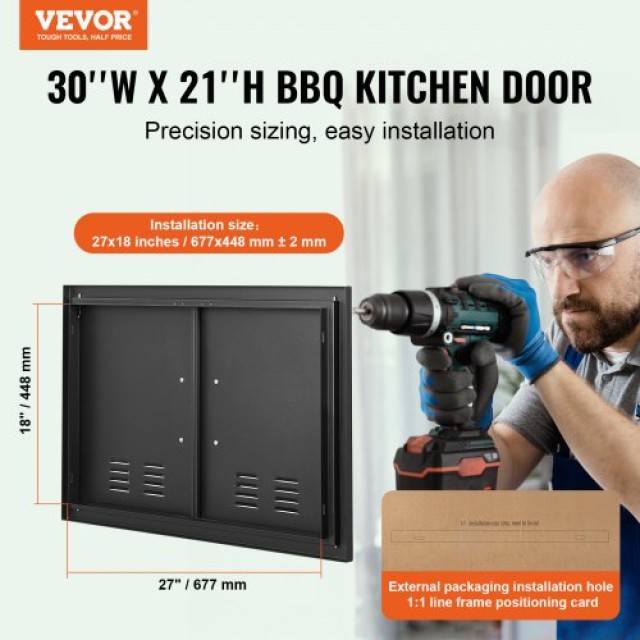 Πόρτα BBQ VEVOR 762x533 mm Διπλή Εξωτερική Κουζίνα  SMMBSCJMHS30RL2...