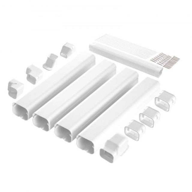 VEVOR  Κάλυμμα Γραμμής Mini Split 76.2mm Π x 5350mm Μ, Διακοσμητικός Σωλήνας PVC για Κλιματιστικό με 4 Ευθείες Διώρυγες & Πλήρη Εξαρτήματα, Εύκολη Εγκατάσταση, Βαφή για Αντλίες Θερμότητας, Λευκό BSKSQFTSKDGXAZ41JV0