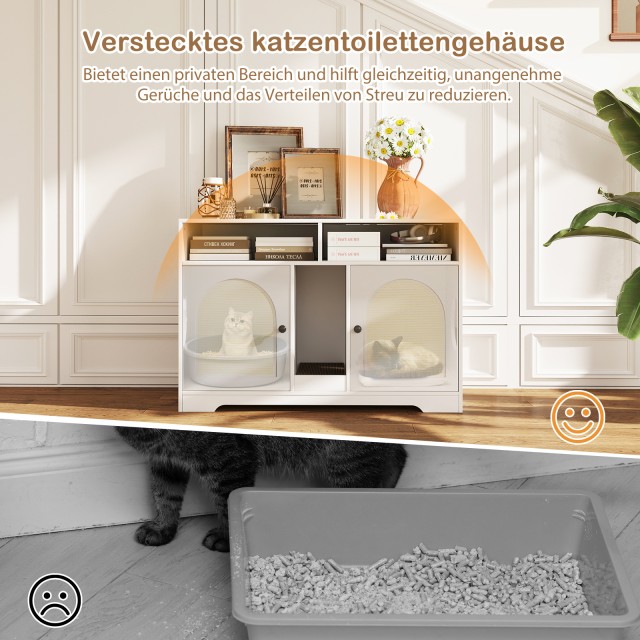 Costway Λευκός Κρυφός Ντουλάπι-Κατοικίδιο Γατών για 2 Γάτες με Αποθ...