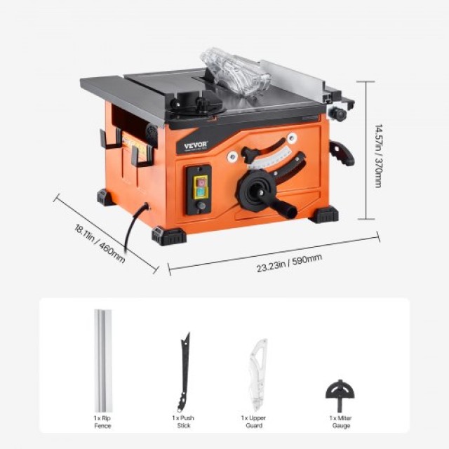VEVOR  Φορητό Πριόνι Τραπέζι 1200W, Δίσκος 210mm, Κοπτική Ικανότητα 225mm, 4800 RPM, 24 Δόντια, Για Ξυλουργική & Κατασκευή Επίπλων  MGTJWZJ825YCYHVHMV2