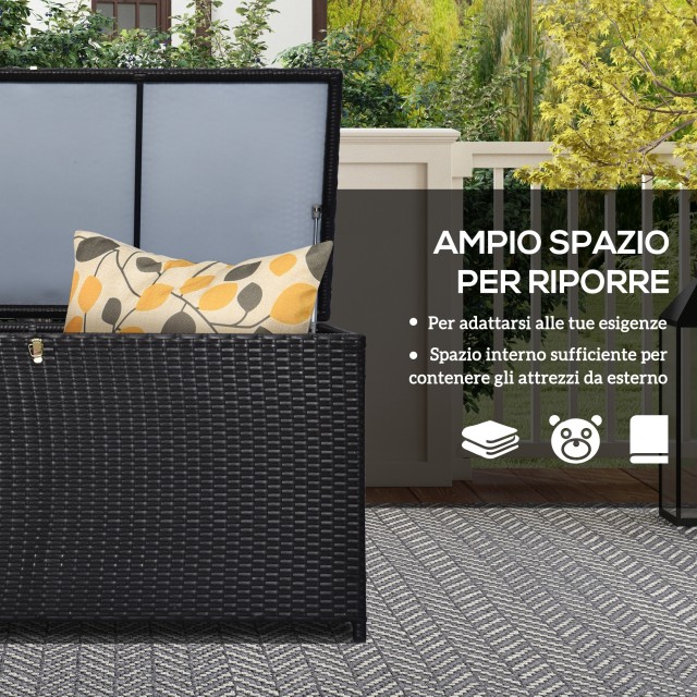 Outsunny Μπαούλο 284L Εξωτερικού Χώρου, PE Rattan & Ατσάλι, 118x54x...