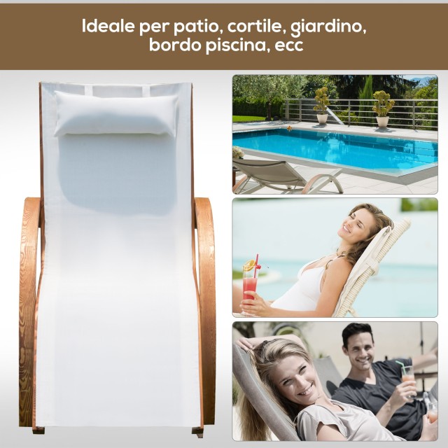 Outsunny ξαπλώστρα Relax ξαπλώστρα για κήπο από ξύλο και κρέμα Texilene 84B-032CW