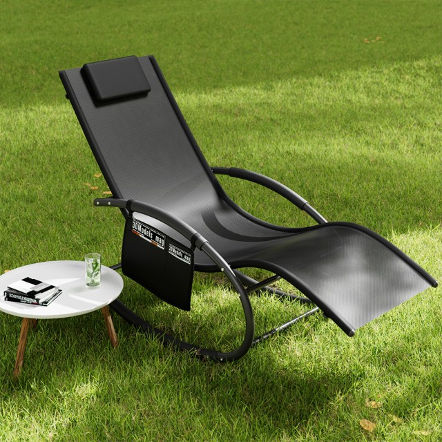Κουνιστή Ξαπλώστρα Βαρύτητας Κήπου 160 x 65 x 90 cm Μαύρο 02842273 ...