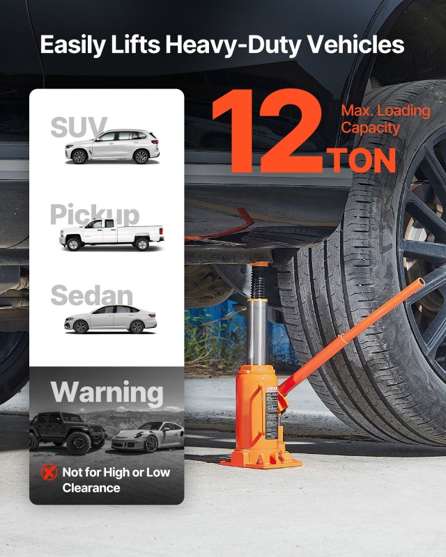 VEVOR Υδραυλικός Γρύλος Μπουκάλι, Ανυψωτική Ικανότητα 12 Τόνων, Ανυ... VEVOR Υδραυλικός Γρύλος Μπουκάλι, Ανυψωτική Ικανότητα 12 Τόνων, Ανυ...