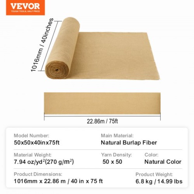 VEVOR  Ρολό Υφάσματος Λινάτσας 40x75 για Χειροτεχνίες & Φυτά CMBJ40INCHESDJJN9V0