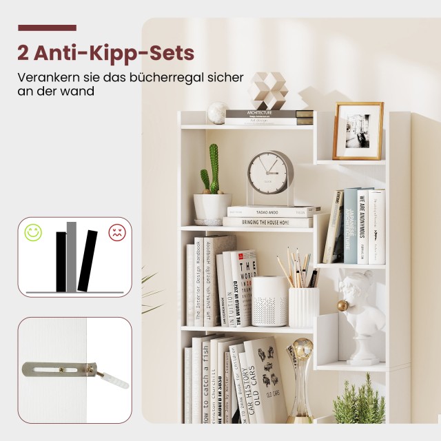 Costway  6-επιπέδο Βιβλιοθήκη Ξύλινη με 2 Αντικραδασμικές Ασφάλειες...