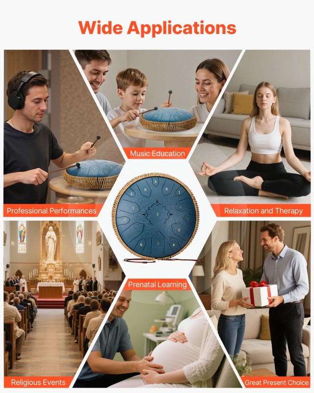 VEVOR Χαλύβδινο Τύμπανο Γλώσσας 33εκ. 15 Νότες D Μείζονα για Γιόγκα... VEVOR Χαλύβδινο Τύμπανο Γλώσσας 33εκ. 15 Νότες D Μείζονα για Γιόγκα...